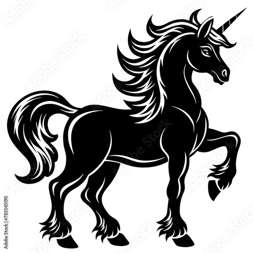 un-unicornio-fuerte-corriendo----silhouette--black