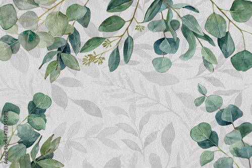 Tropical palm leaves. leaves on a light background. Mural, Wallpaper for internal printing.