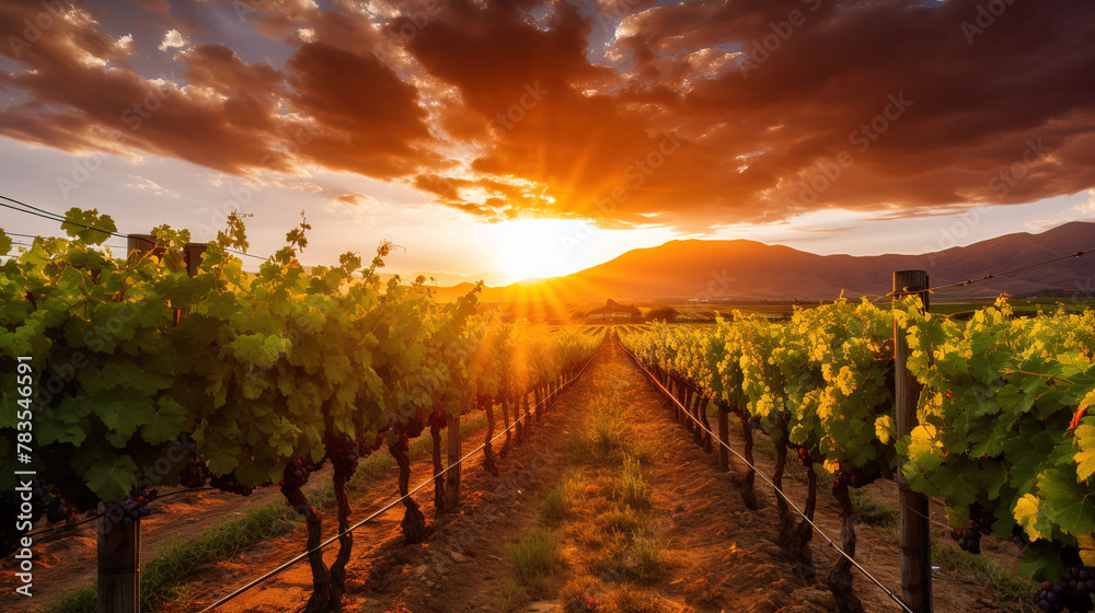 Fototapeta premium vineyard in the morning.