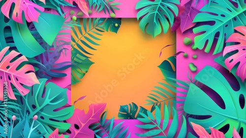 Tropical plant and fluid summer sale promotion template.