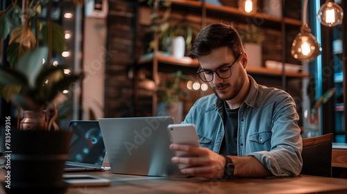 man drinking coffee in cafe