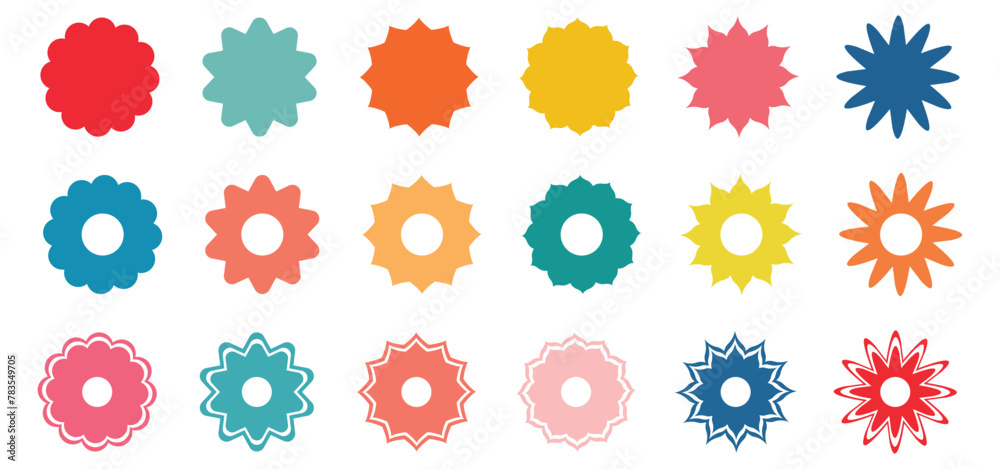 Abstract geometric flower shape and silhouettes, black brutalism forms. Modern trendy minimalist postmodern brutalist basic figures, stars, lines and circles, memphis vector elements. Abstract geometric flower shape and silhouettes, black brutalism forms. Modern trendy minimalist postmodern brutalist basic figures, stars, lines and circles, memphis vector elements.