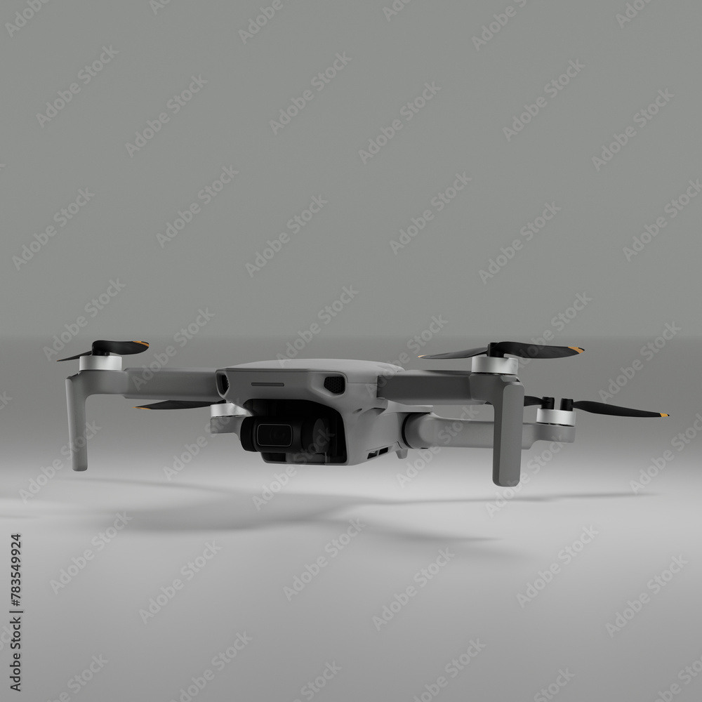 3D illustration, 3D rendering close-up of Drone and controller isolated Cut away isolated 3D mockup