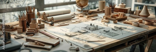 Architectural Drafting Tools Spread Out for Designing the Future of Buildings photo