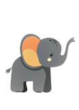 Cute flat elephant. Sticker Clipart. AI generated.
