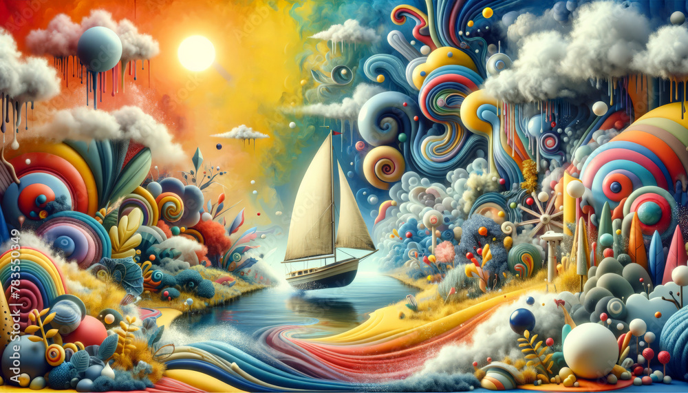 Surreal Sailing Through a Whimsical Fantasy World