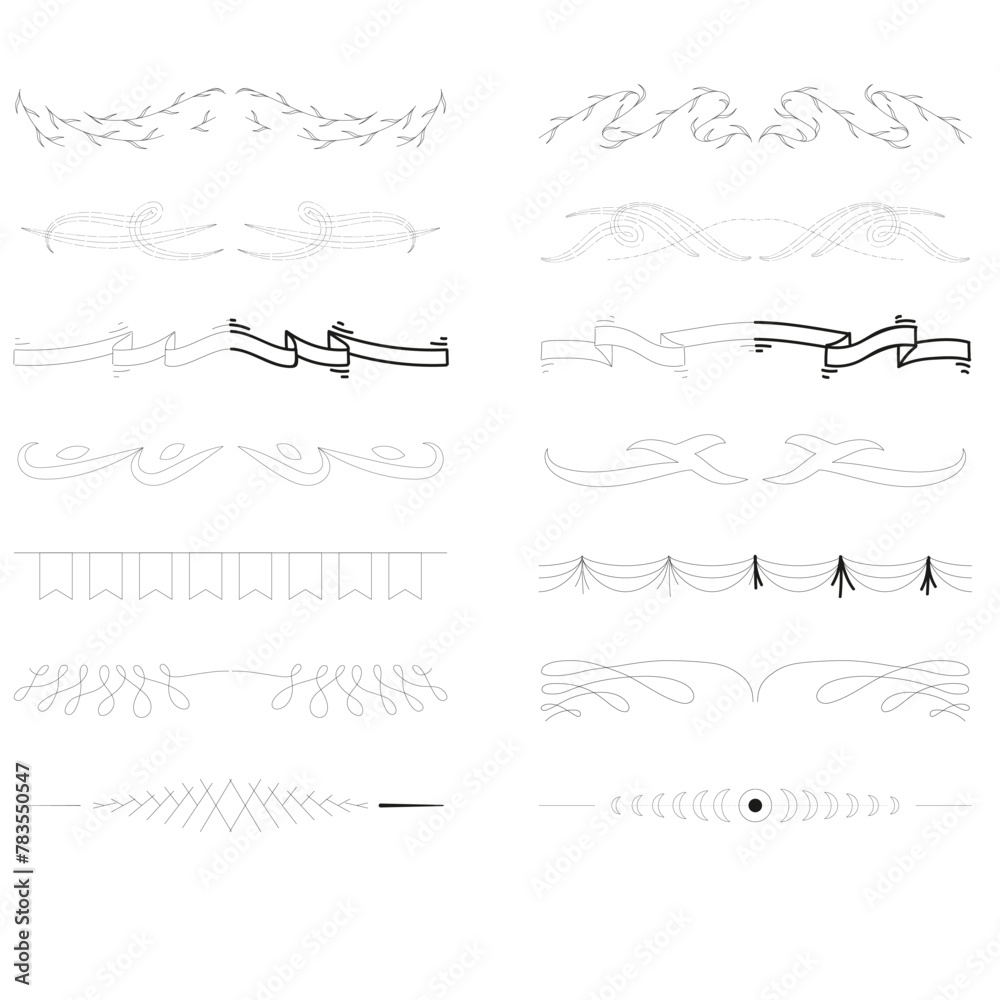 Collection of floral dividers elements mega decoration for Islamic Calligraphy and heading for eye catching, Vector EPS