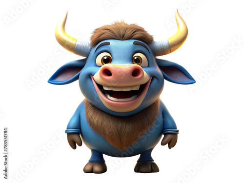 3d bull cow buffalo cartoon character
