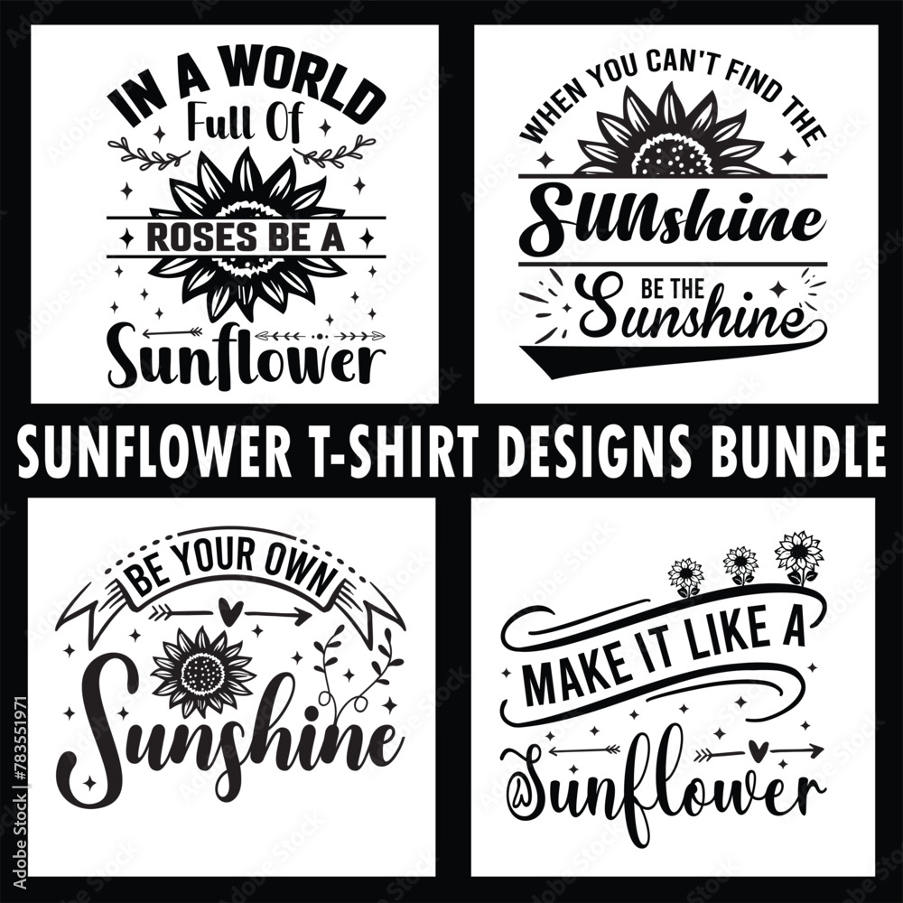 Sunflower T-shirt Designs Bundle typography,flower, vector,motivation,element,