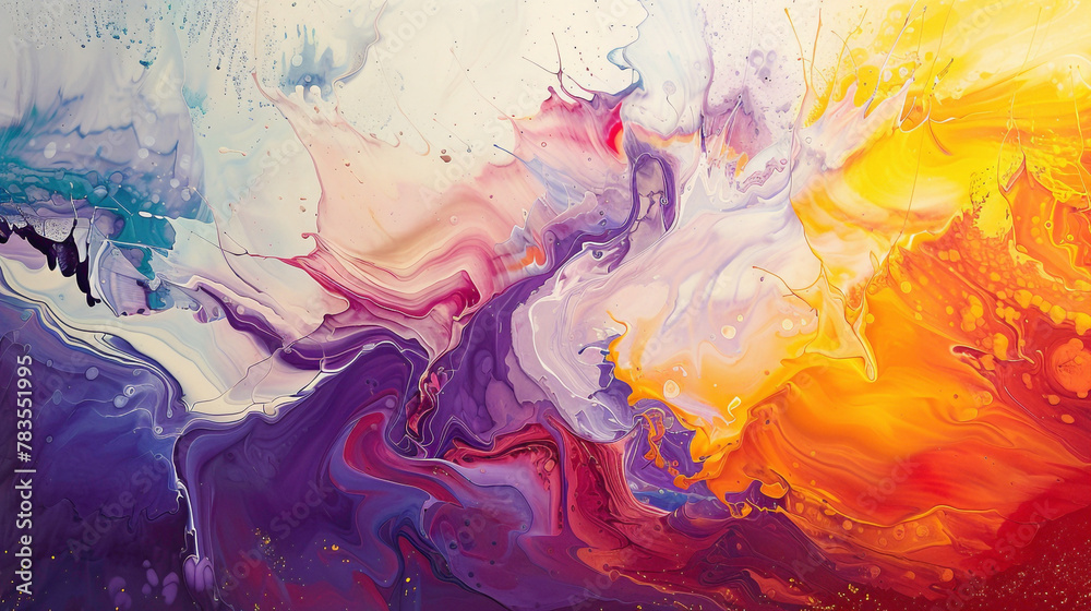 The canvas comes alive with bold strokes of color, transforming into a dynamic gradient wave.