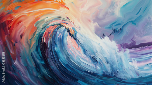The canvas comes alive with the fluid motion of a gradient wave, pnted in bold strokes of vivid color. photo