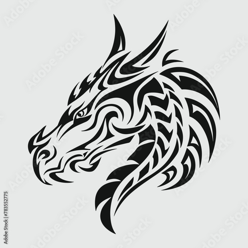 traditional dragon head vector tattoo