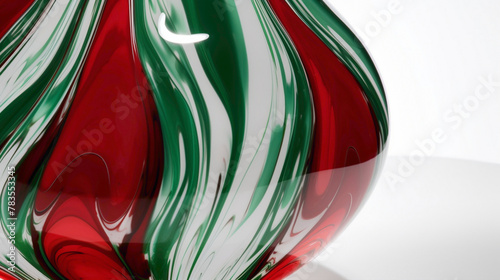 Vibrant bursts of crimson red and emerald green on a pure white surface, creating a captivating visual display. photo