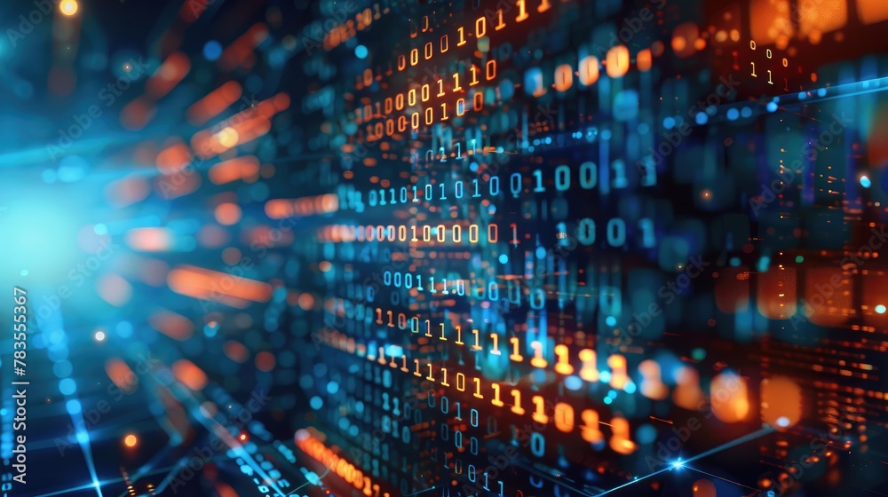 Futuristic Binary Code and AI Algorithms Abstract Background Futuristic Binary Code and AI Algorithms Abstract Background