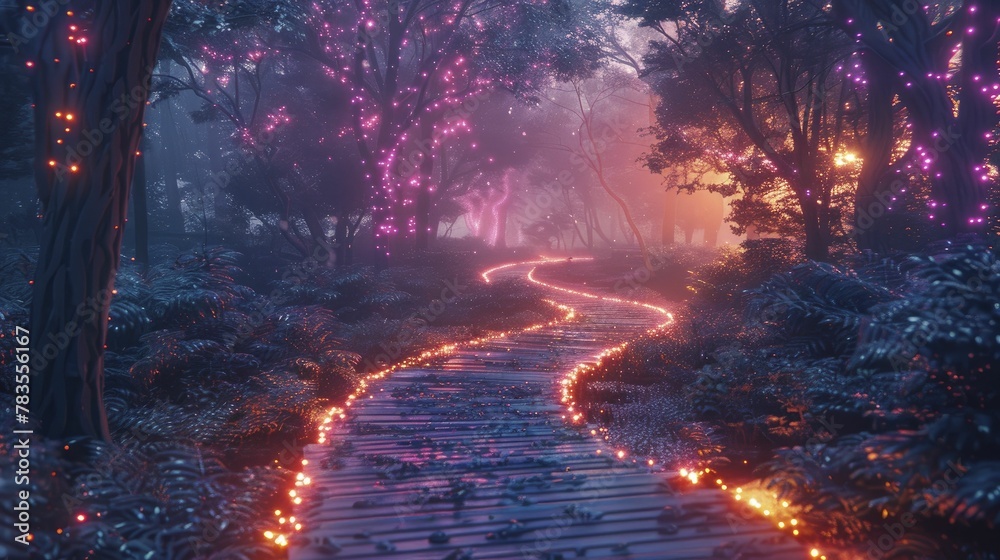 Embark on a tranquil journey through radiant woods, finding serenity along illuminated trails to inner harmony. Embark on a tranquil journey through radiant woods, finding serenity along illuminated trails to inner harmony.