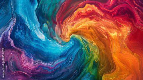 Energetic swirls of vibrant hues intertwine, creating a visually striking gradient wave with fluid motion.