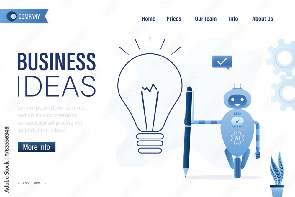 AI chatbot used pencil and drawn glowing light bulb. Technology of brainstorming, creativity. Business idea, landing page template. Imagination and creativity. - obrazy, fototapety, plakaty 