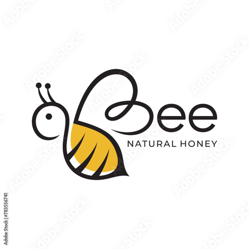 Honey Bee Modern Lines Logo Design Vector icon illustration