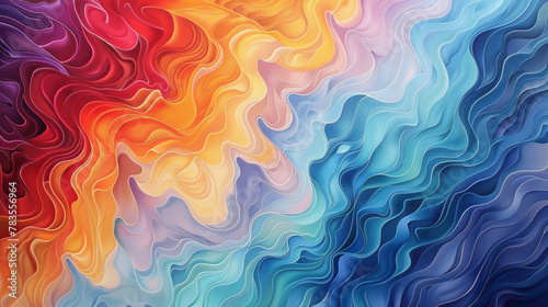 Energetic waves of color dance gracefully, intertwining to form a mesmerizing gradient pattern agnst a clean canvas.