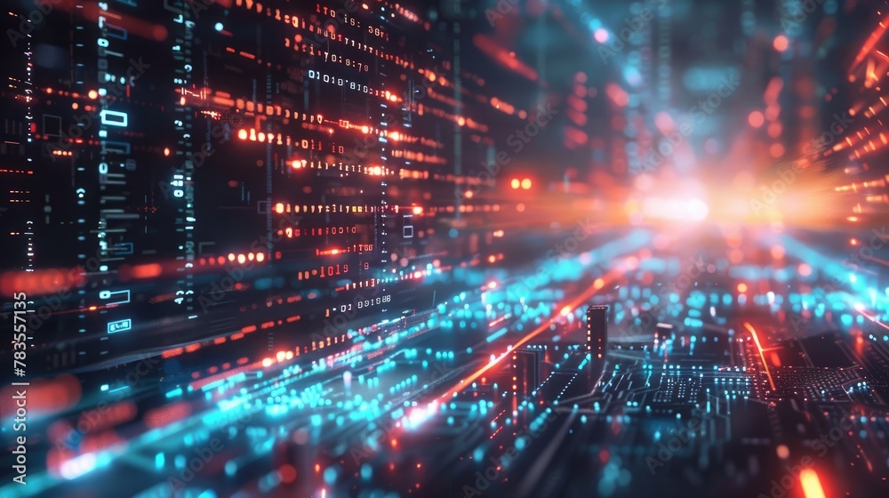 Futuristic Binary Code and AI Algorithms Abstract Background Futuristic Binary Code and AI Algorithms Abstract Background