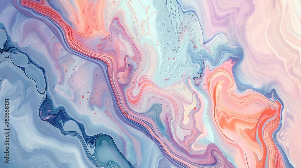 Abstract marbling in pastel hues, a serene oil paint meditation
