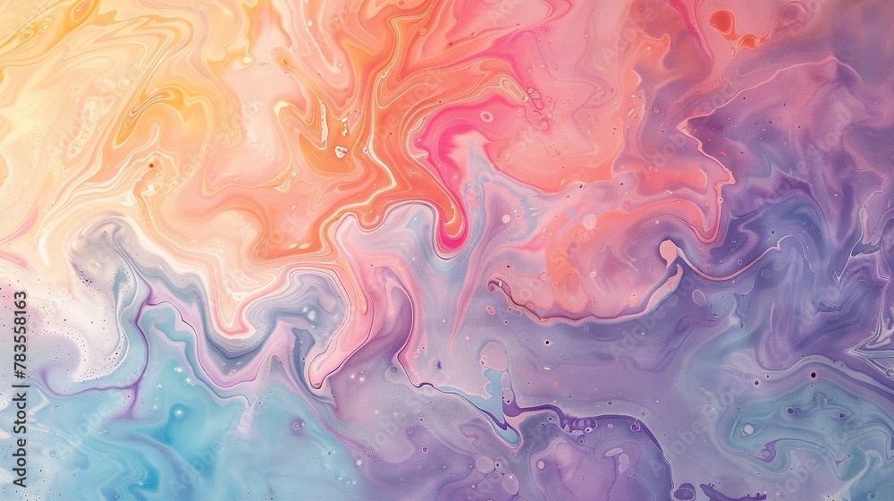 Abstract marbling with the soft pastels of a summer dawn