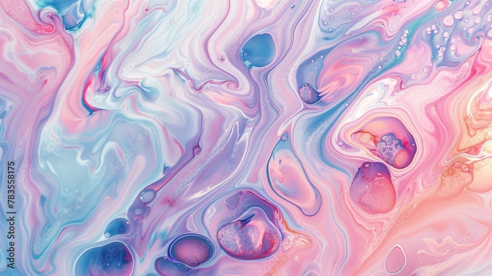 Fototapeta premium Abstract pastel marbling, a symphony of soft oil paint whispers