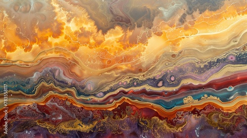 A summer solstice sky at twilight, captured in stunning marbling