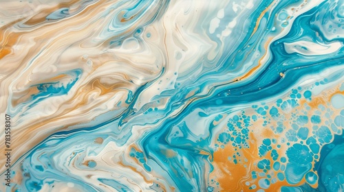Ocean breeze inspired marbling, cool blues and sandy tans swirling together