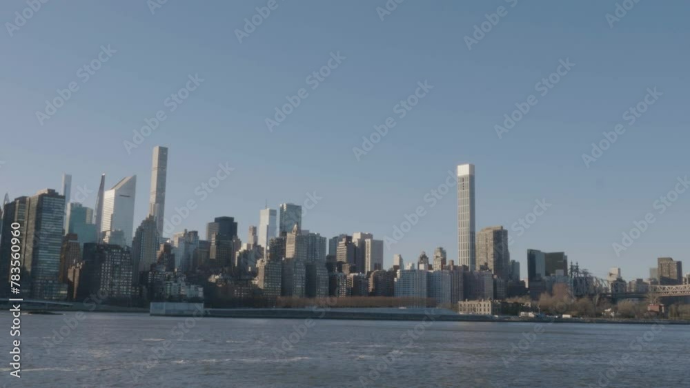 Handheld shot of The Manhattan skyline Handheld shot of The Manhattan skyline