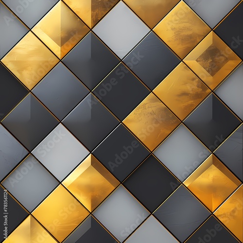 Geometric Background, Black and Gold Checkered