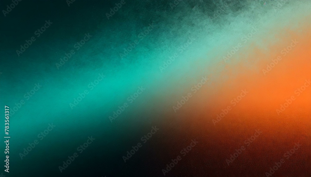 Tropical Twilight: Teal and Orange Gradient Background with Grainy Texture Effect
