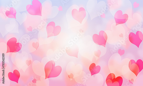 Valentine's day or wedding background with hearts. Decorative, romantic love bokeh background. 3d illustration