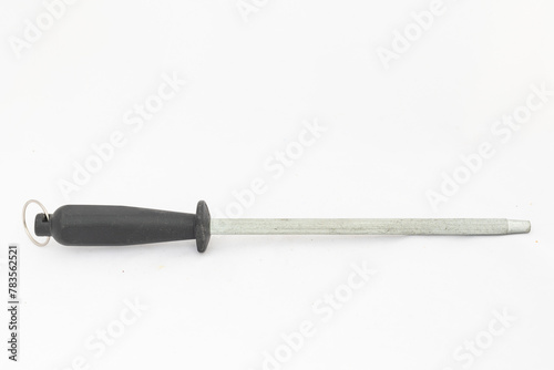 Картината върху платно knife sharpening steel rod isolated on white background with copy space