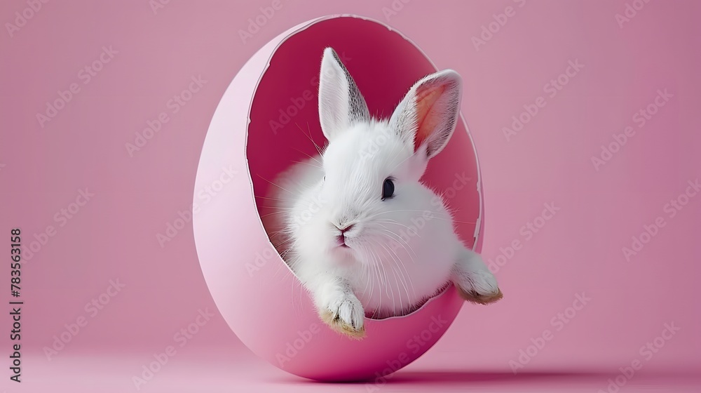 Holiday concept for Easter fun, pink background, pink Easter eggs Holiday concept for Easter fun, pink background, pink Easter eggs