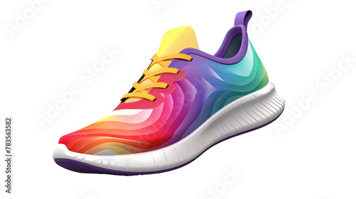 cool and trendy design with detailed and texture Colorful running sneakers png transparent cutout image.