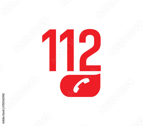 112 emergency icon on white background 