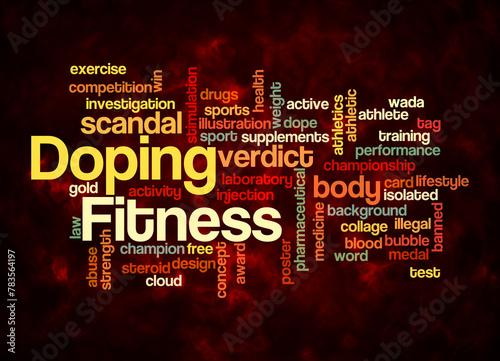 Word Cloud with DOPING FITNESS concept create with text only.