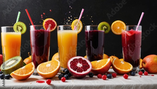 splashing fresh fruit juices