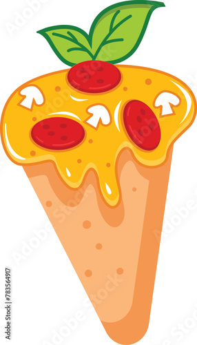 Pizza Cone Fast Food Illustration