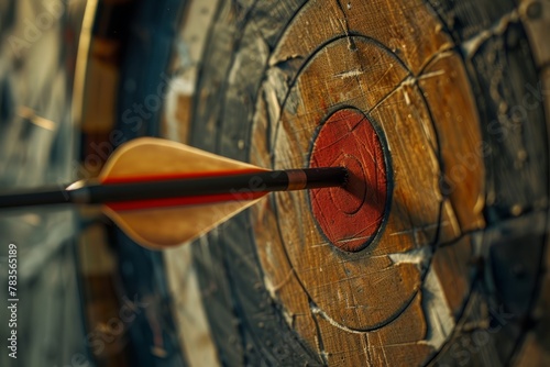 Perfect Shot, Arrow Nailed in the Bullseye with Splinters