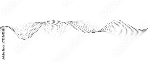 Flowing Dot Wave halftone gradient pattern on transparent background