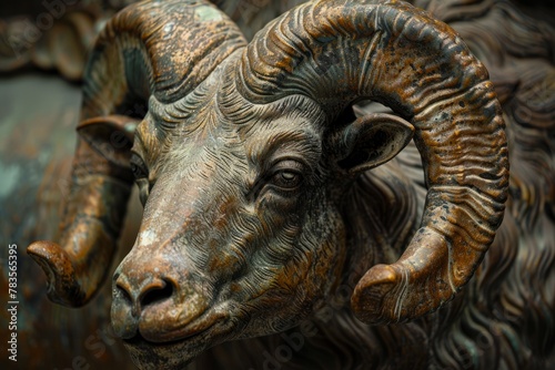 Antique Metal Aries Ram Zodiac Figure