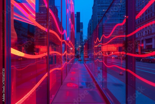Contemporary Neon Waves Lighting Up City Streetscape
