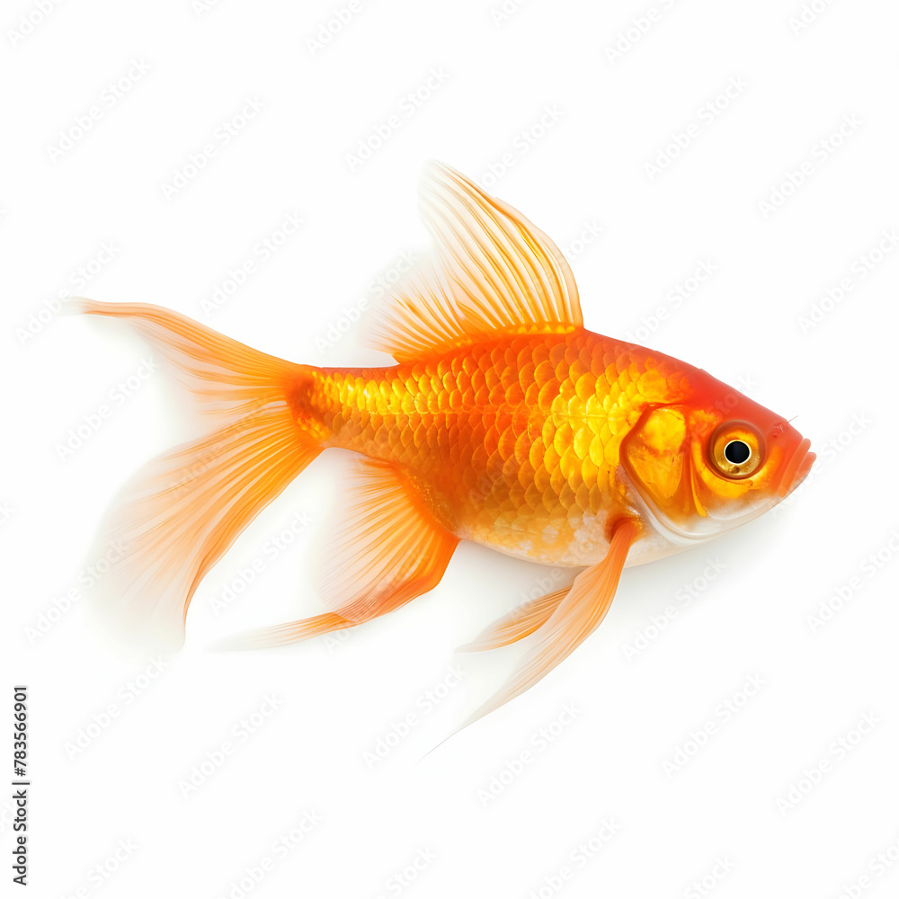 The goldfish on white background . Comet Goldfish Isolated on White Background