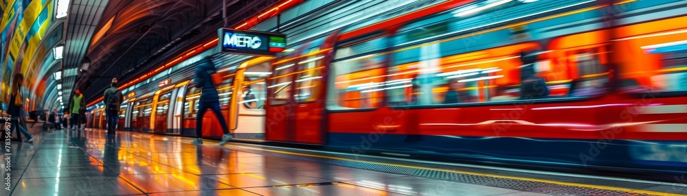 Blurred Motion of a Train at a Subway Station