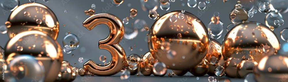 Elegant Silver and Gold Number Three Design Elegant Silver and Gold Number Three Design