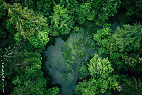 Arial View of the Beautiful Bowen Island - A Verdant Landscape of Trees, Forests, Water, Plants and Moss photo