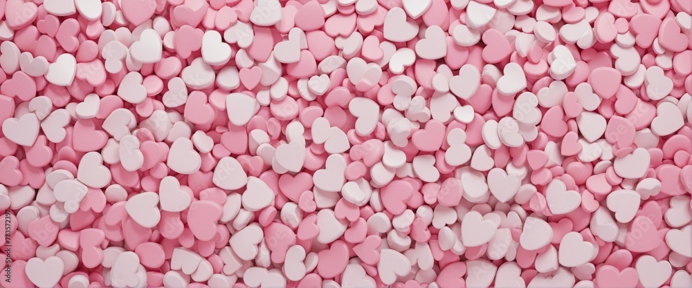 Pink hearts background full frame banner background in bright colours 