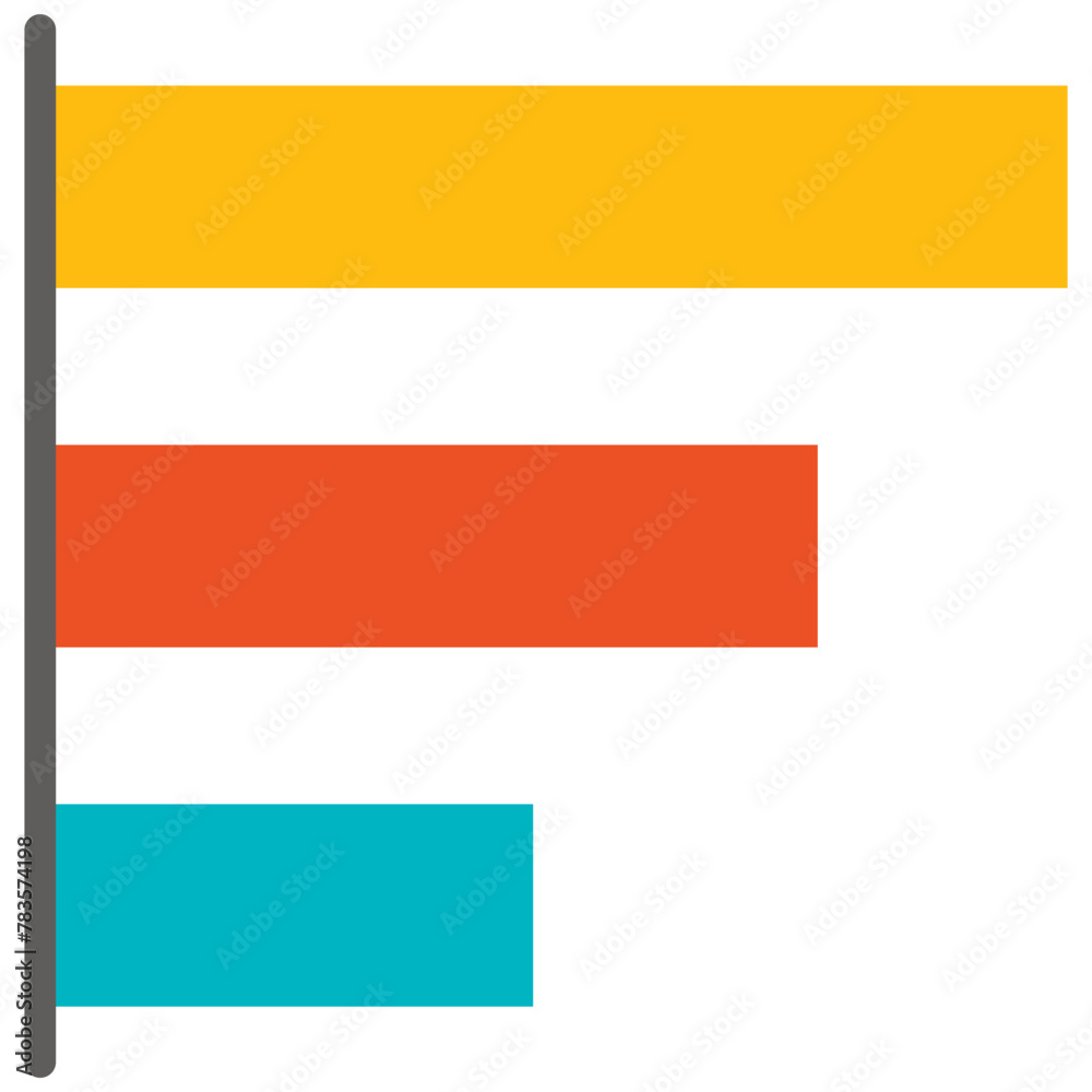 Colourful horizontal bar graph line icon, 3 bars, simple business diagram flat design illustration pictogram for infographic interface elements for app logo web button ui isolated on white background Colourful horizontal bar graph line icon, 3 bars, simple business diagram flat design illustration pictogram for infographic interface elements for app logo web button ui isolated on white background